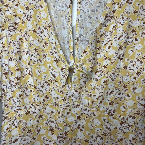 Abercrombie & Fitch Yellow Floral Mini Dress with Pockets Sz Small Sundress - Picture 5 of 15